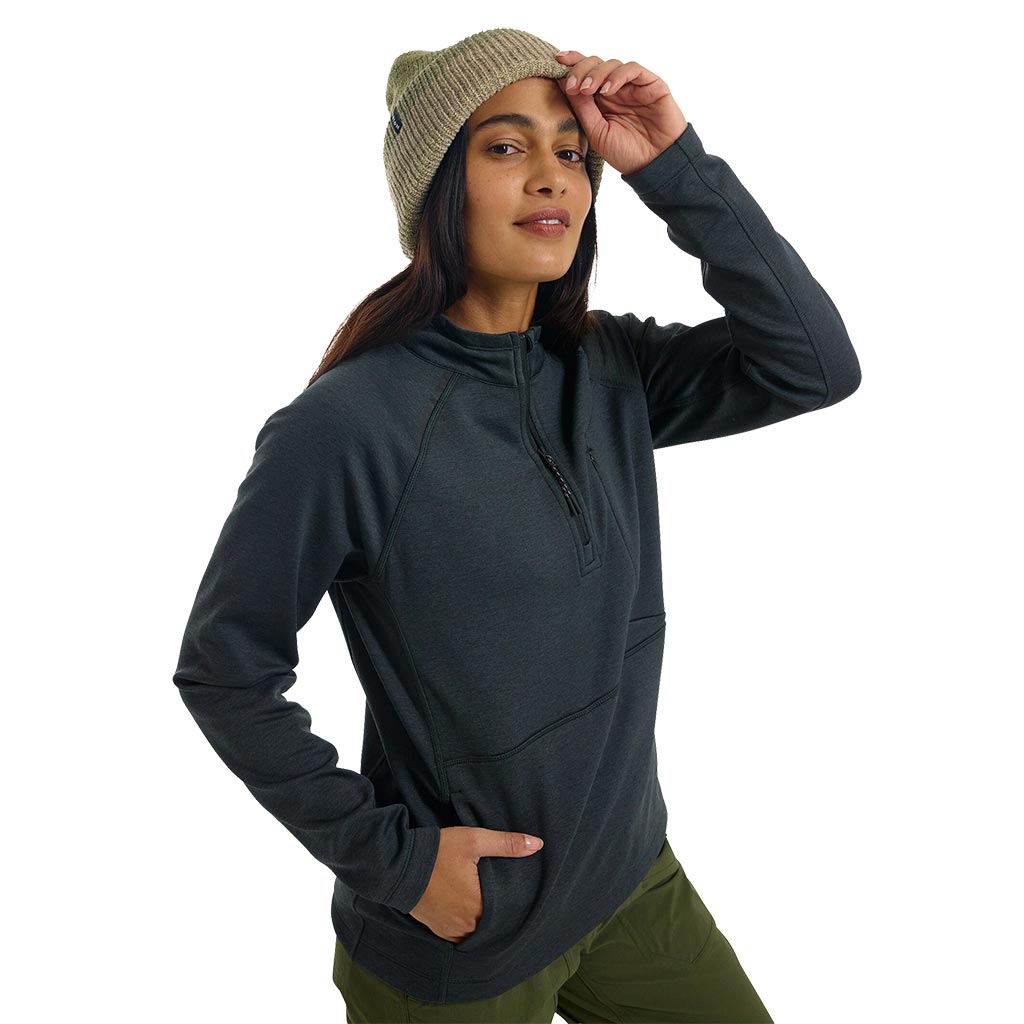 Burton Womens Multipath Grid 1/4 Zip Fleece - True Black