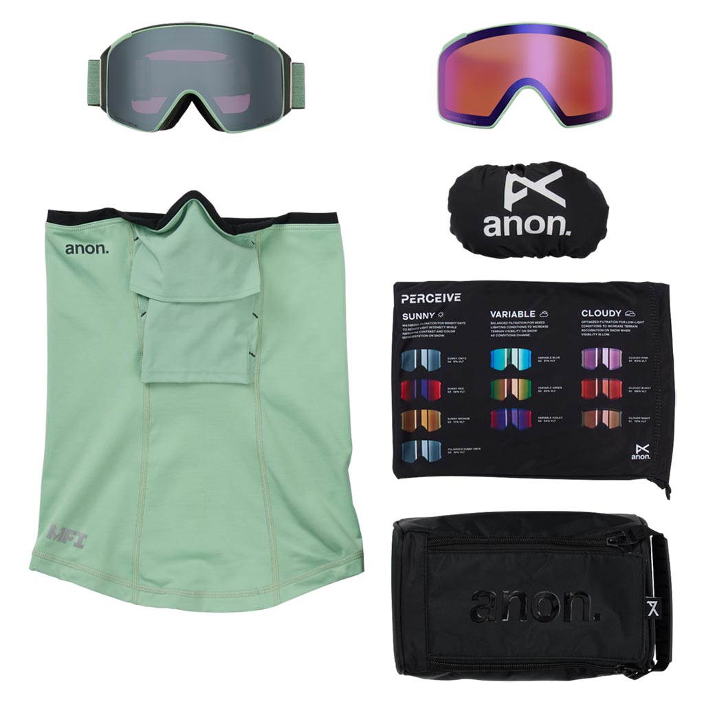 Anon 2026 M4S Cylindrical Low Bridge Goggle - Soft Sage/Sunny Onyx