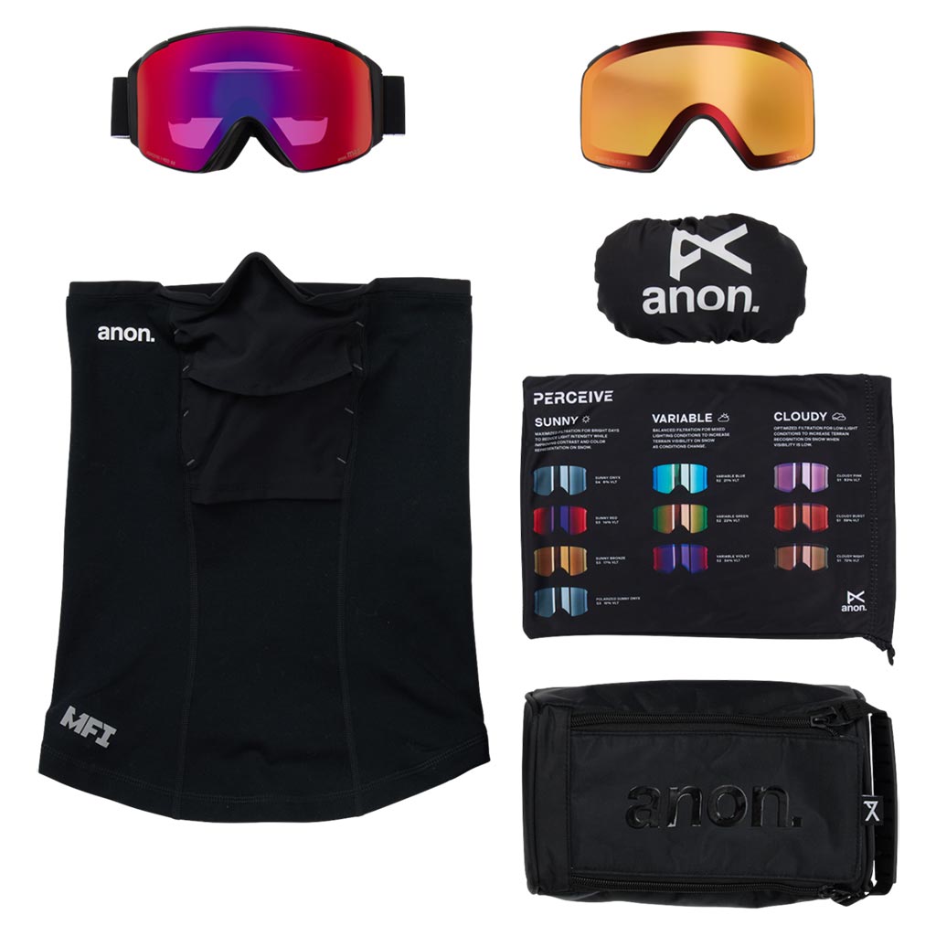 Anon 2026 M4S Cylindrical Low Bridge Goggle - Black/Sunny Red