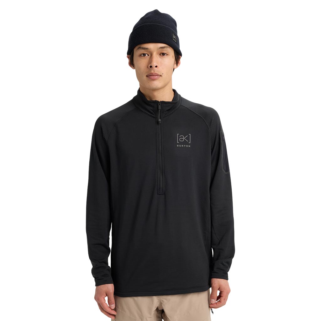 Burton AK Helium Half Zip Grid Fleece - True Black