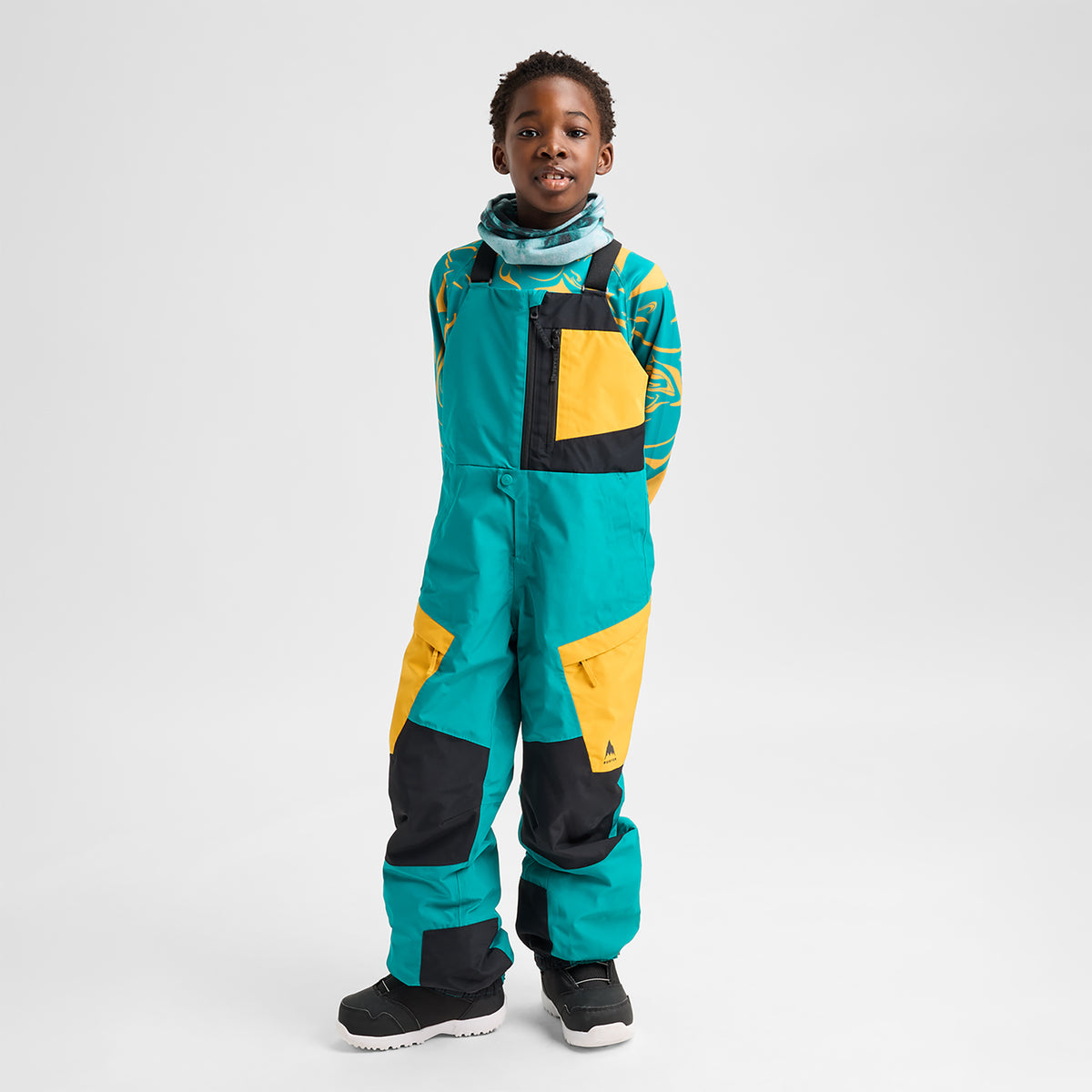 Burton 2027 Kids Powline Gore-Tex Bib Pant - Pacific Teal/Goldenrod/True Black