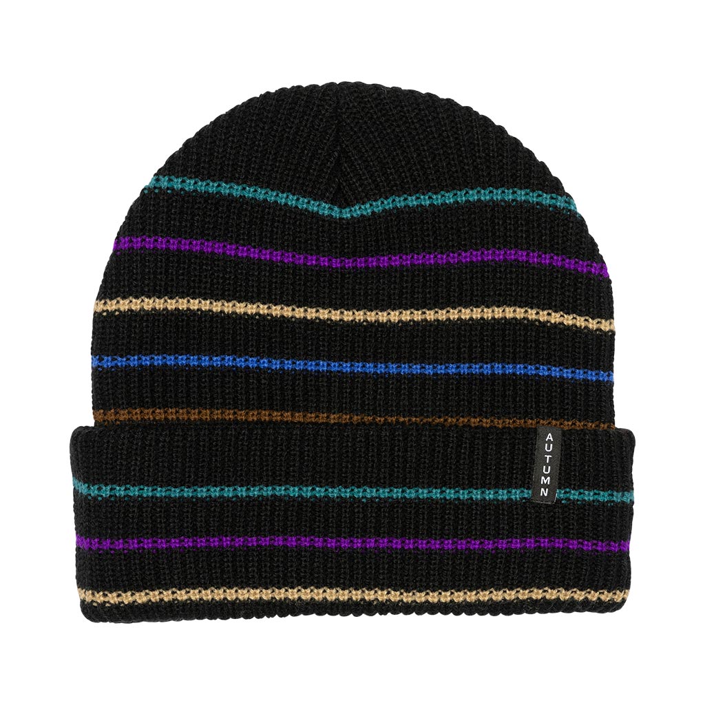 Autumn Multi Stripe Beanie - Black