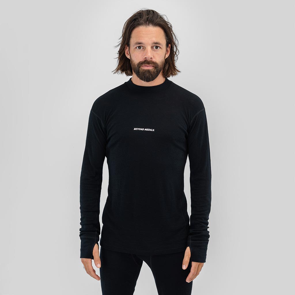 Beyond Medals Merino Baselayer Thermal Top - Black