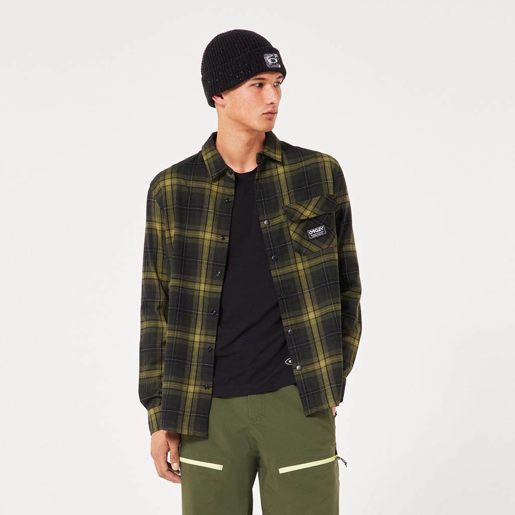 Oakley 2025 Butter Flannel Shirt - Black/Fern Check