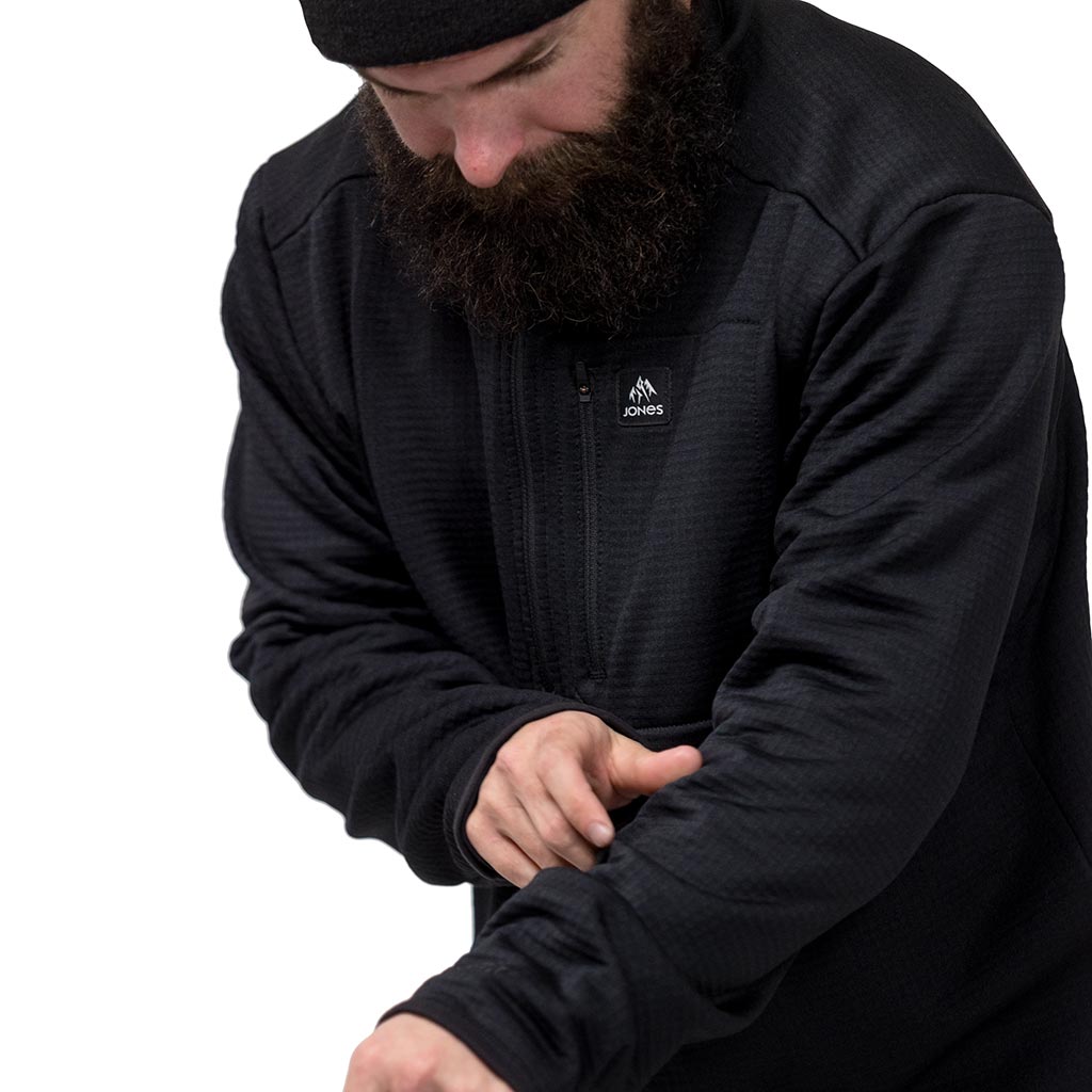 Jones Flagship Recycled 1/2 Zip Grid Fleece - Stealth Black