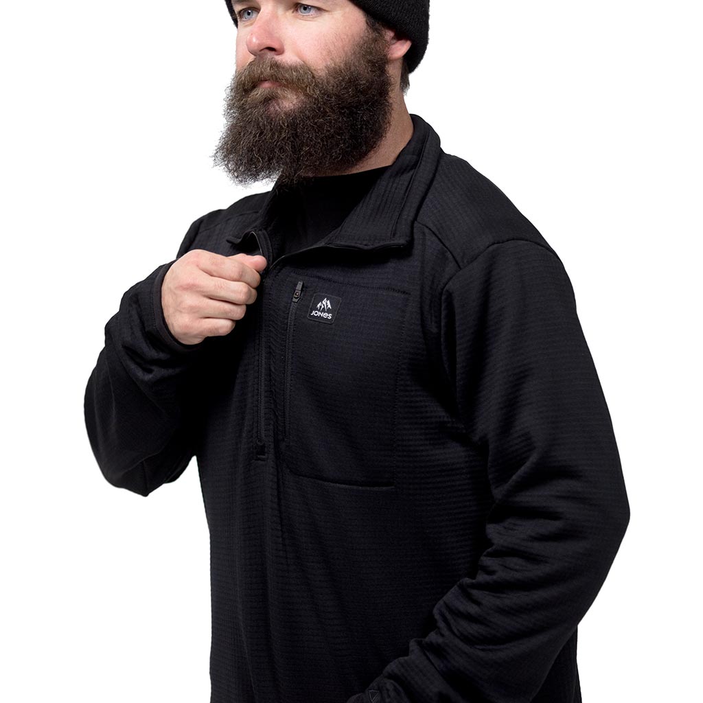 Jones Flagship Recycled 1/2 Zip Grid Fleece - Stealth Black