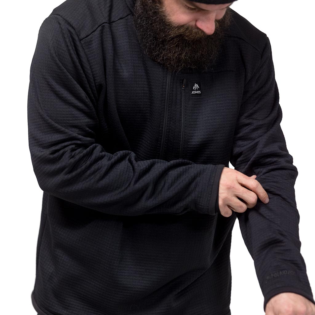 Jones Flagship Recycled 1/2 Zip Grid Fleece - Stealth Black