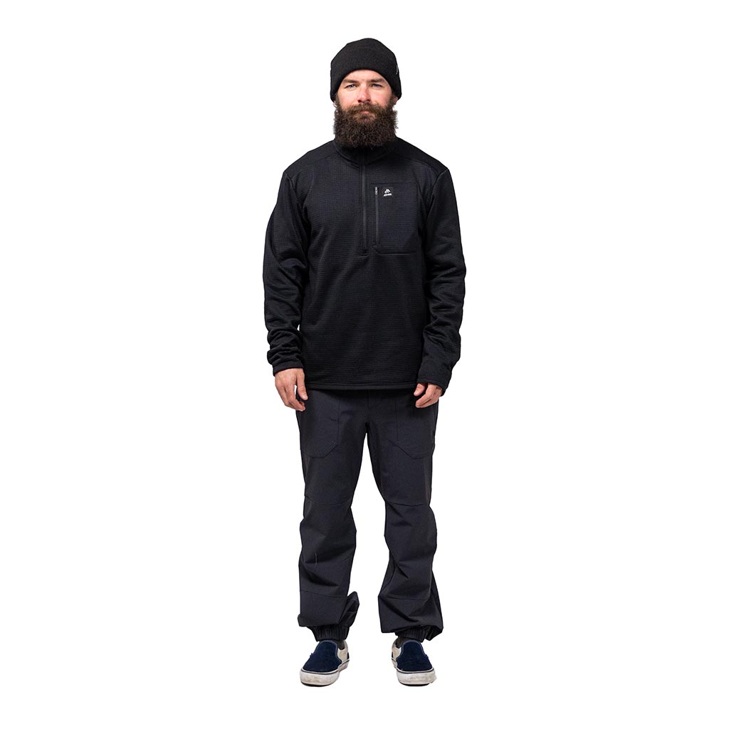 Jones Flagship Recycled 1/2 Zip Grid Fleece - Stealth Black