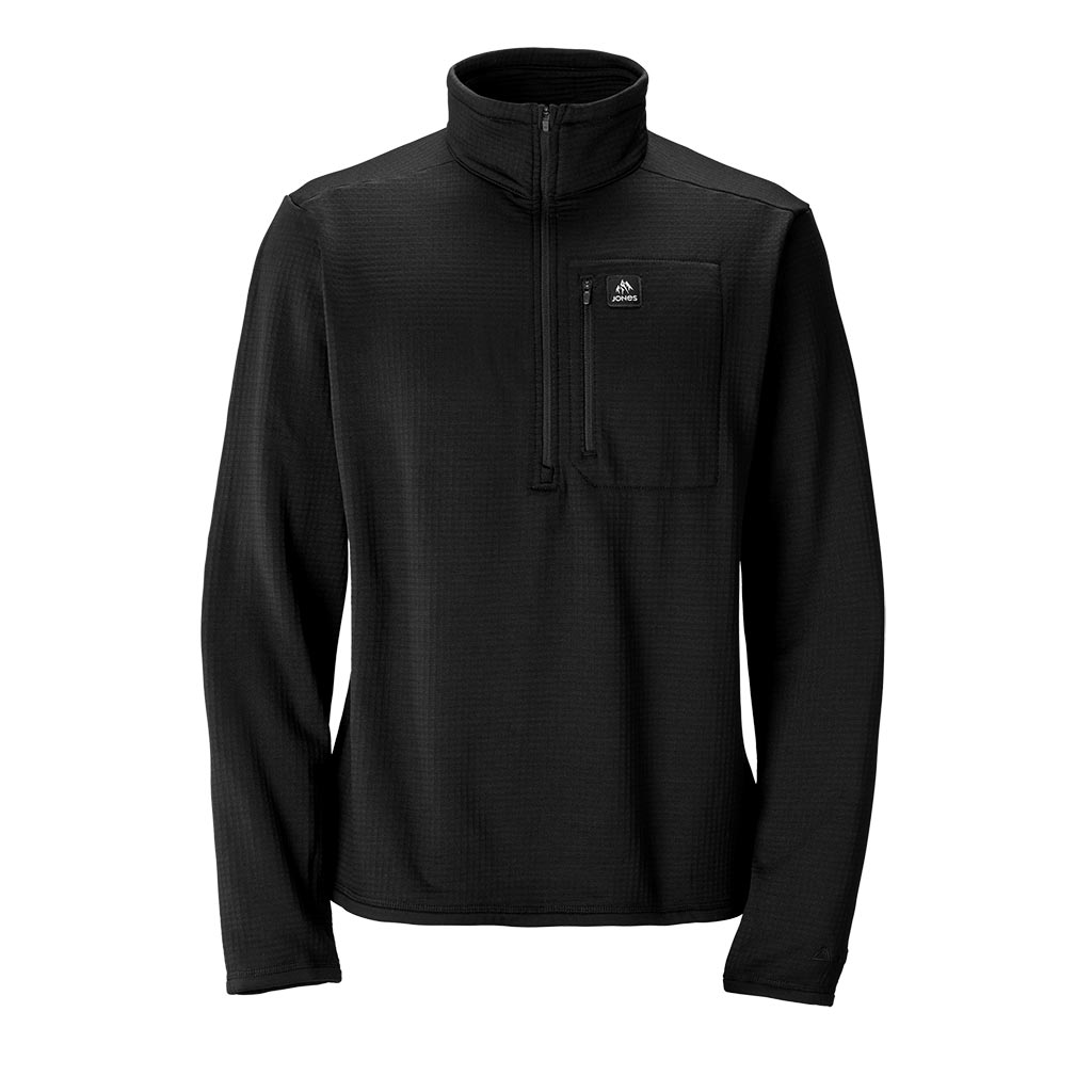 Jones Flagship Recycled 1/2 Zip Grid Fleece - Stealth Black