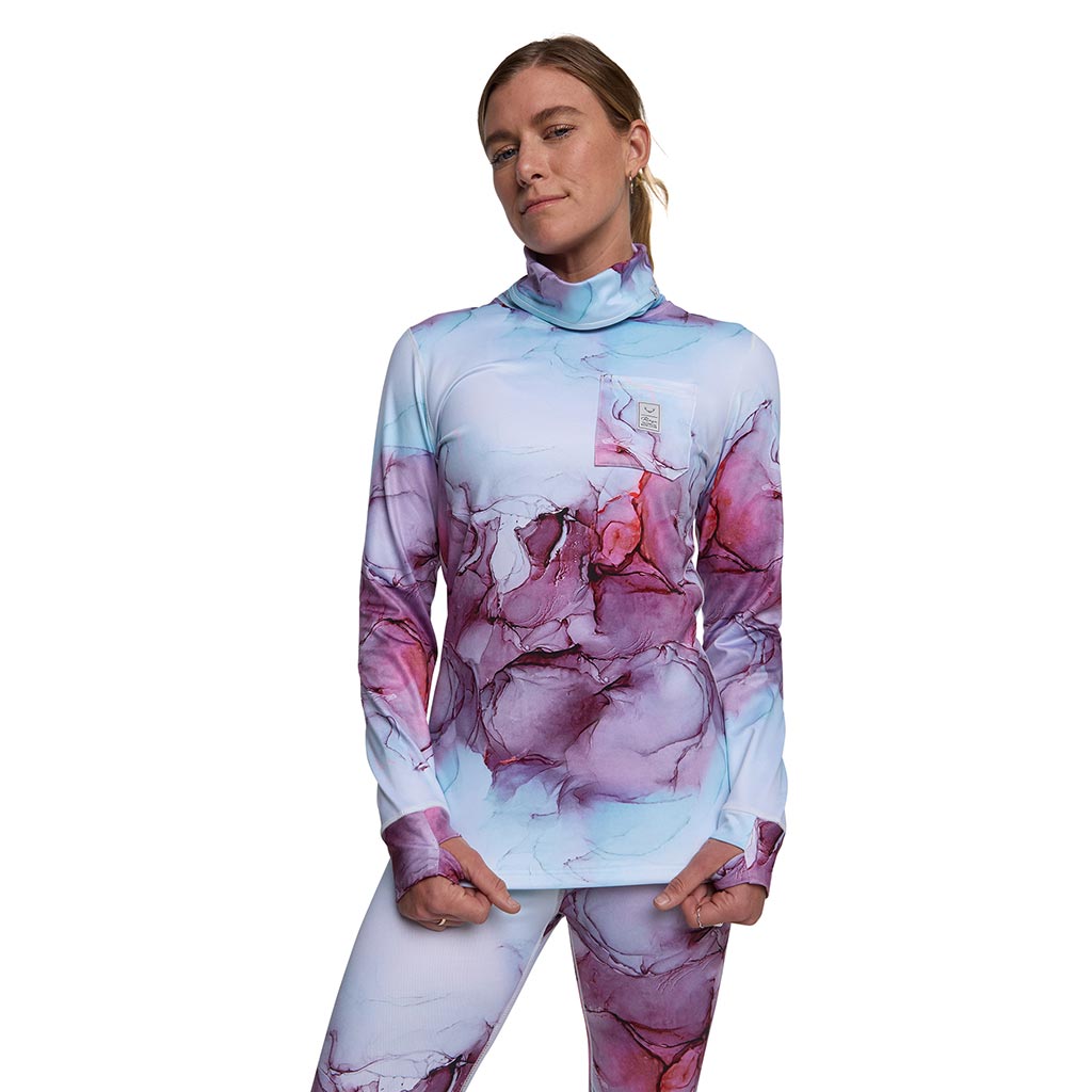 Rojo Womens Park Life Funnel Neck Thermal Top - Rosewater