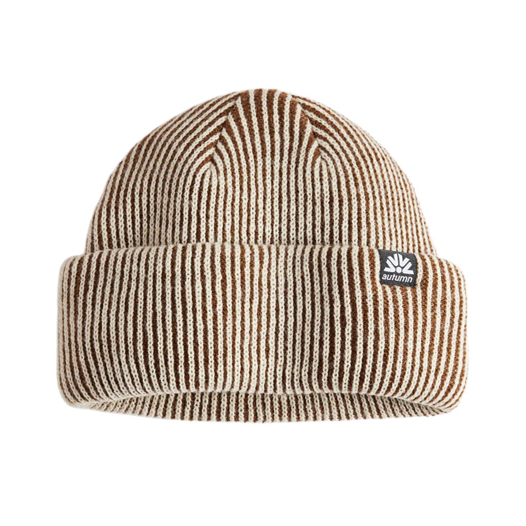 Autumn Cord Double Roll Beanie - Brown