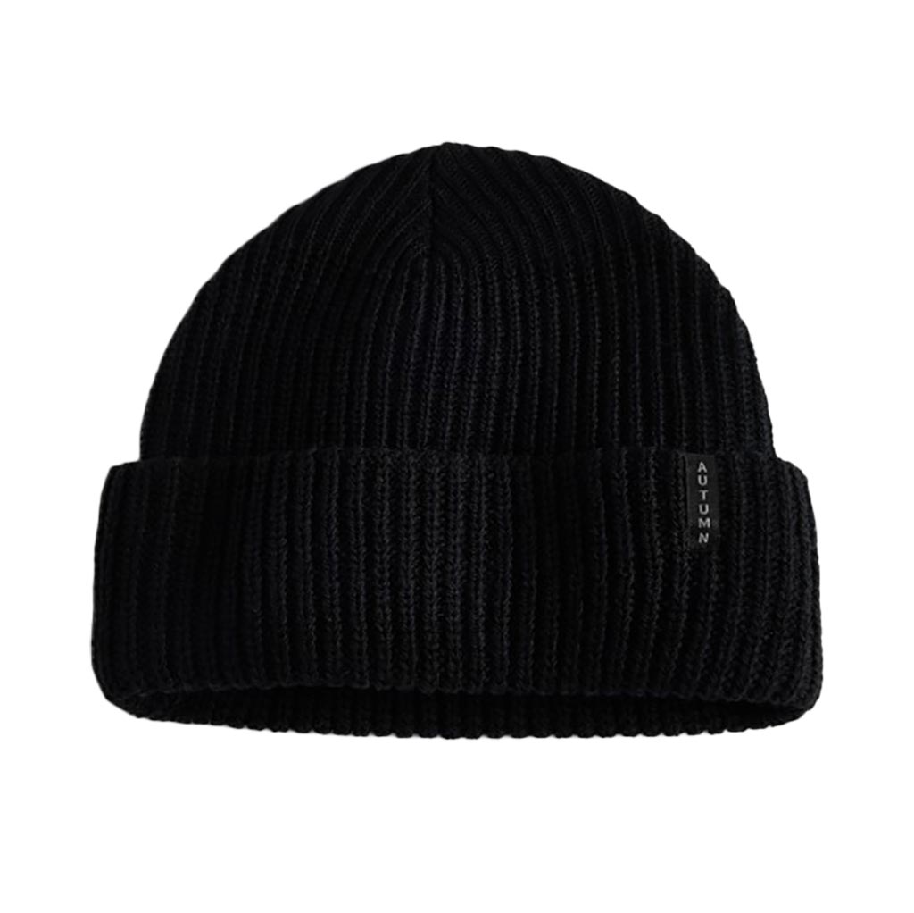 Autumn Ribbed Knit Beanie - Black
