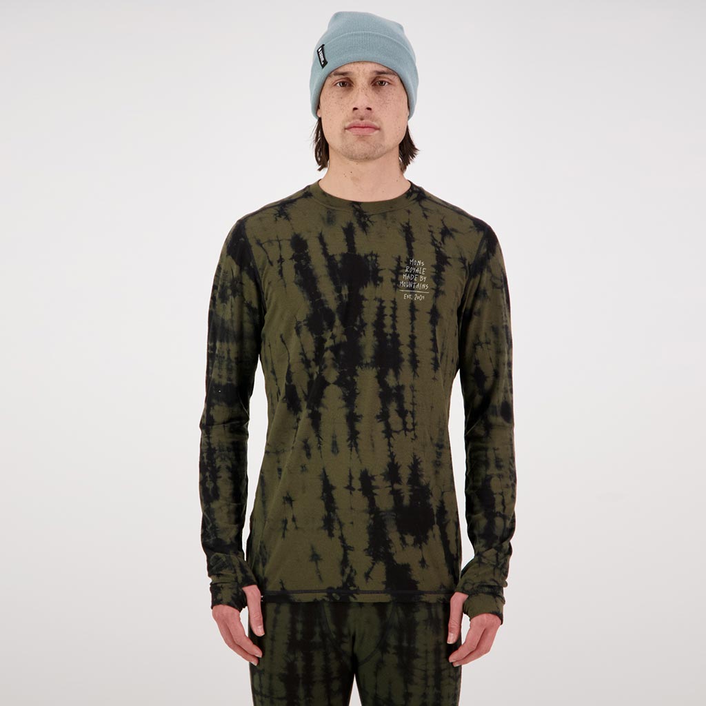 Mons Royale Cascade Merino Flex LS Thermal Top - Olive Tie Dye