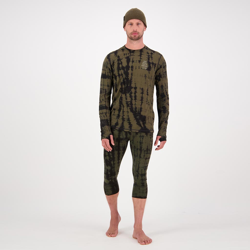 Mons Royale Cascade Merino Flex LS Thermal Top - Olive Tie Dye