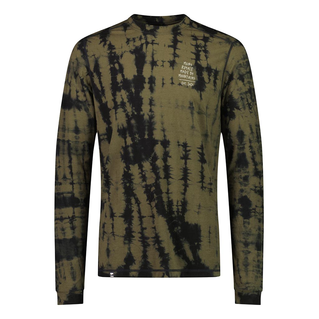 Mons Royale Cascade Merino Flex LS Thermal Top - Olive Tie Dye