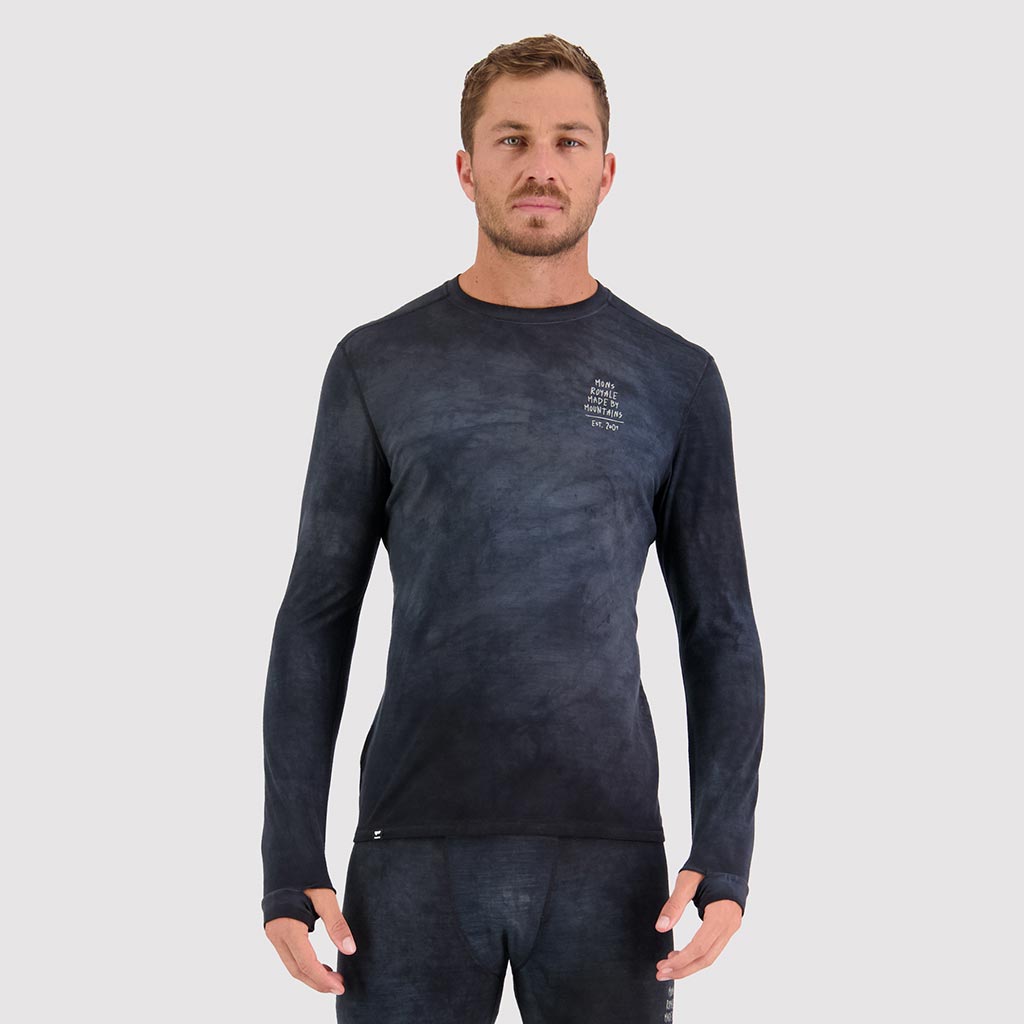 Mons Royale Cascade Merino Flex LS Thermal Top - Black Storm Wash