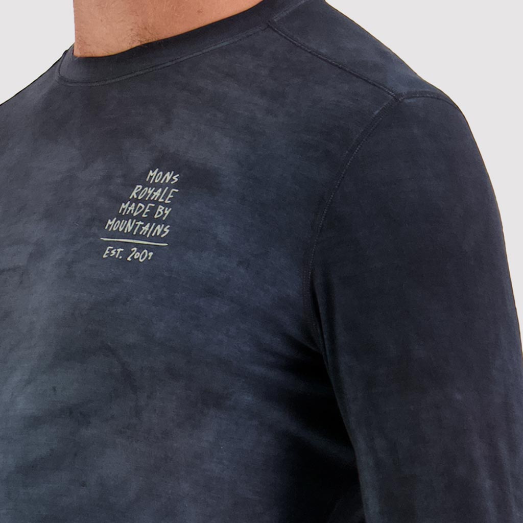 Mons Royale Cascade Merino Flex LS Thermal Top - Black Storm Wash