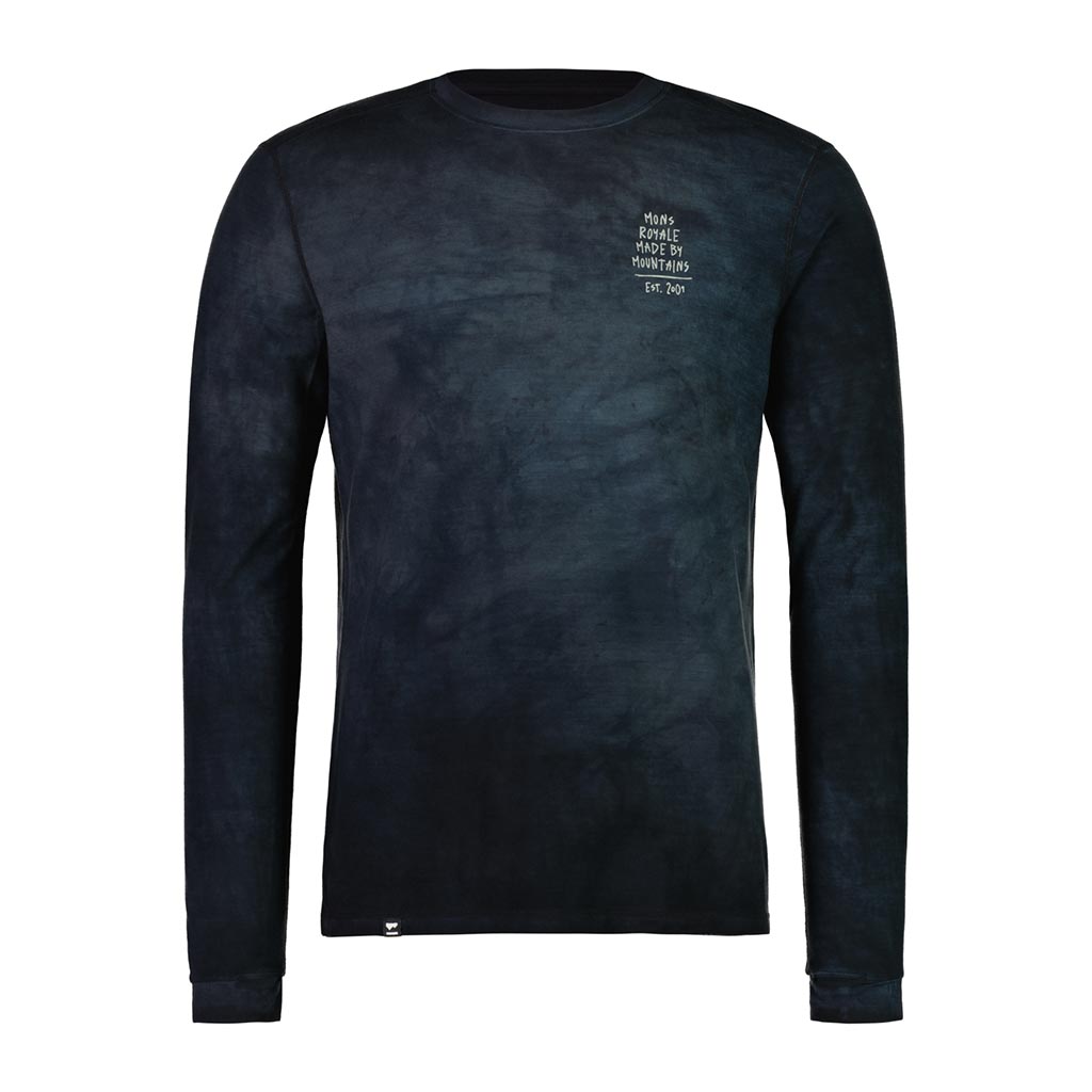 Mons Royale Cascade Merino Flex LS Thermal Top - Black Storm Wash