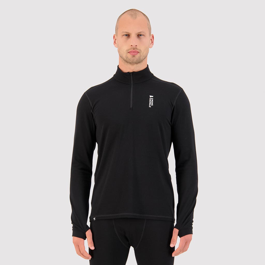 Mons Royale Cascade Merino Flex 1/4 Zip Thermal Top - Black