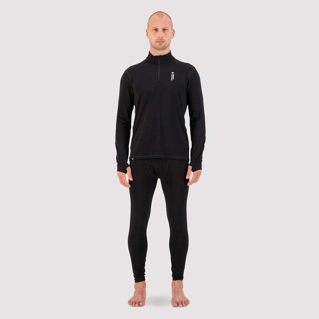 Mons Royale Cascade Merino Flex 1/4 Zip Thermal Top - Black