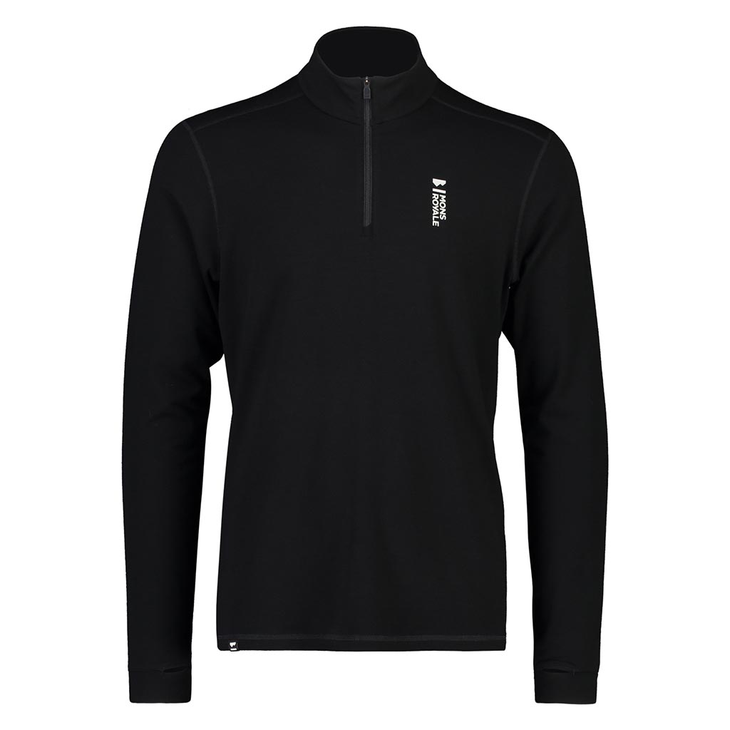 Mons Royale Cascade Merino Flex 1/4 Zip Thermal Top - Black