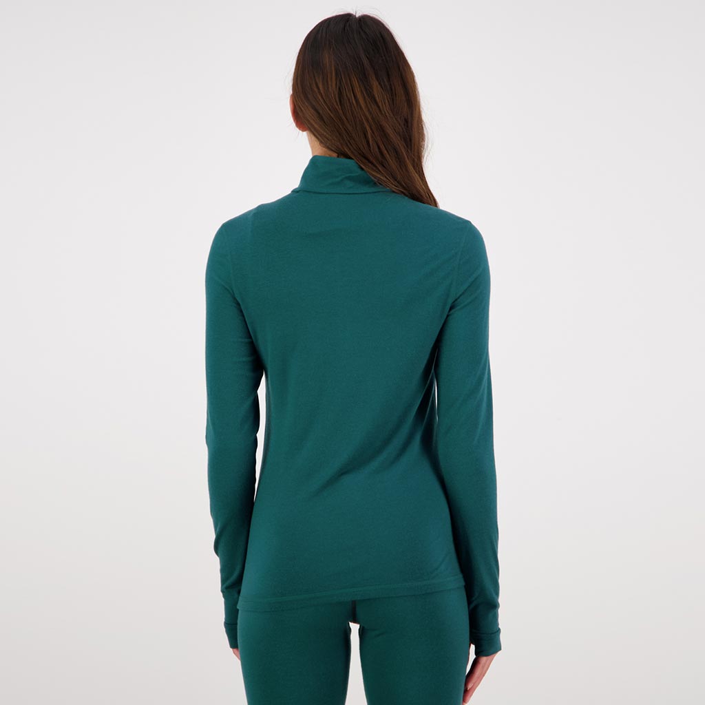 Mons Royale Womens Merino Flex 1/4 Zip Thermal Top - Evergreen