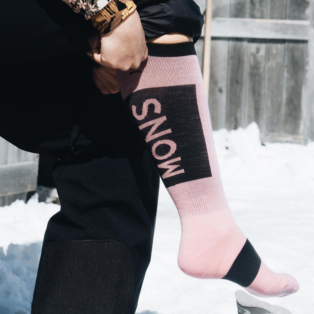 Mons Royal Atlas Merino Snow Socks - Dusty Pink - Small